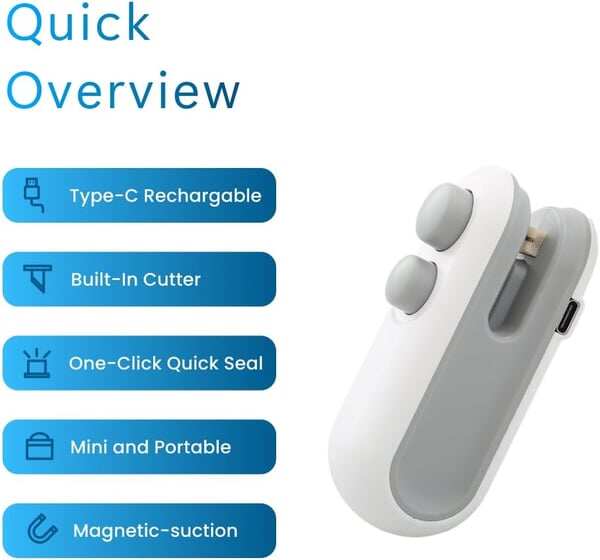 🛒✨A sealing machine marvel! One clamp seals everything, with built-in cutting and magnetic closure. A foodie's savior!🎯Limited-time offer!